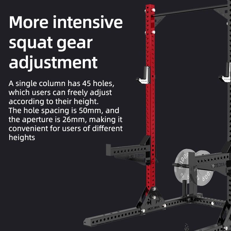 ANICZON M103 Heavy Duty Half Power Rack with Adjustable J-Hooks and Pull-Up Bar
